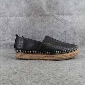 a.M Shoes Womens 6 Slip On Loafer Espadrilles Black Perforated Platform Casual